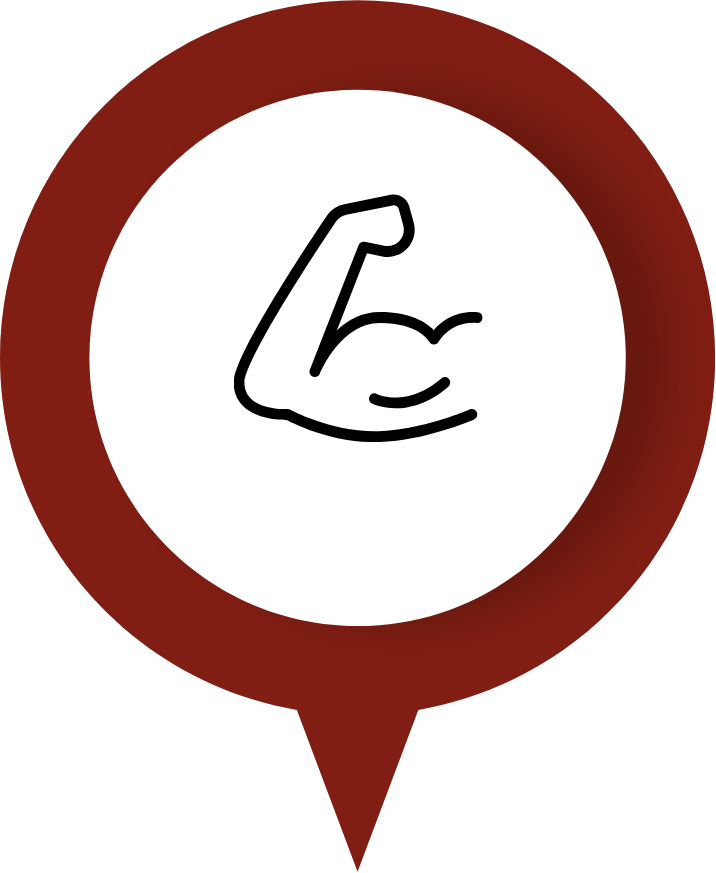 Bicep flexing icon in a popup bubble