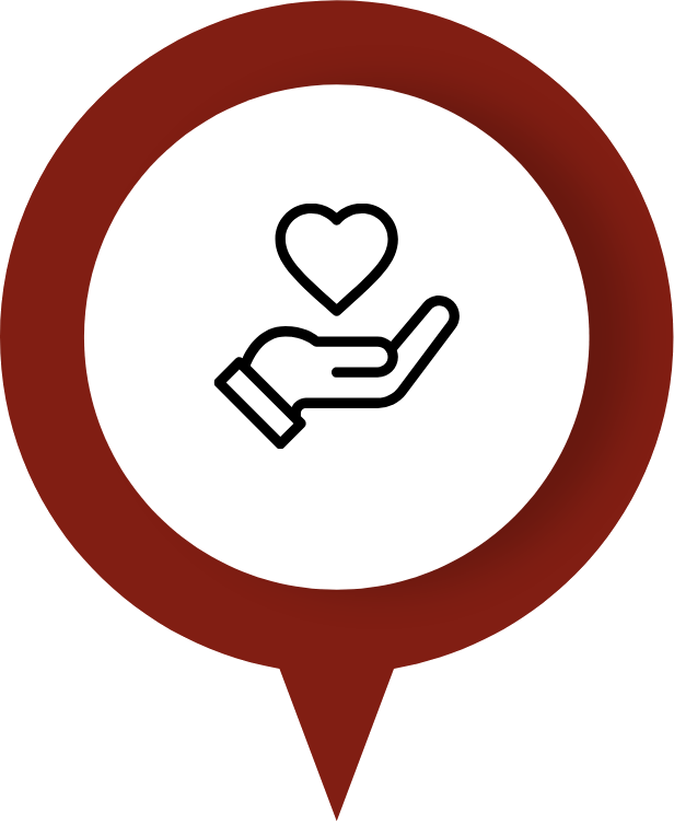 Hand holding heart icon in a popup bubble